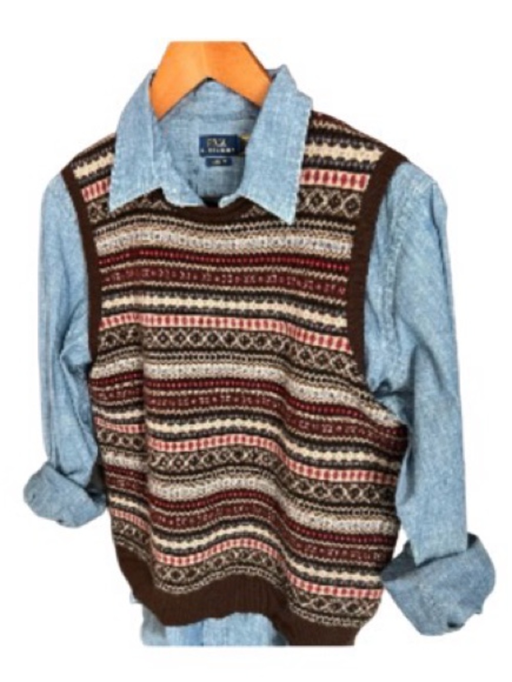 Lauren Ralph Lauren crewneck Fair Isle sweater vest size M lambwool pristine